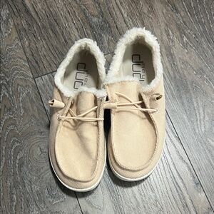 Hey Dude Beige Fleece-Lined Slip-Ons